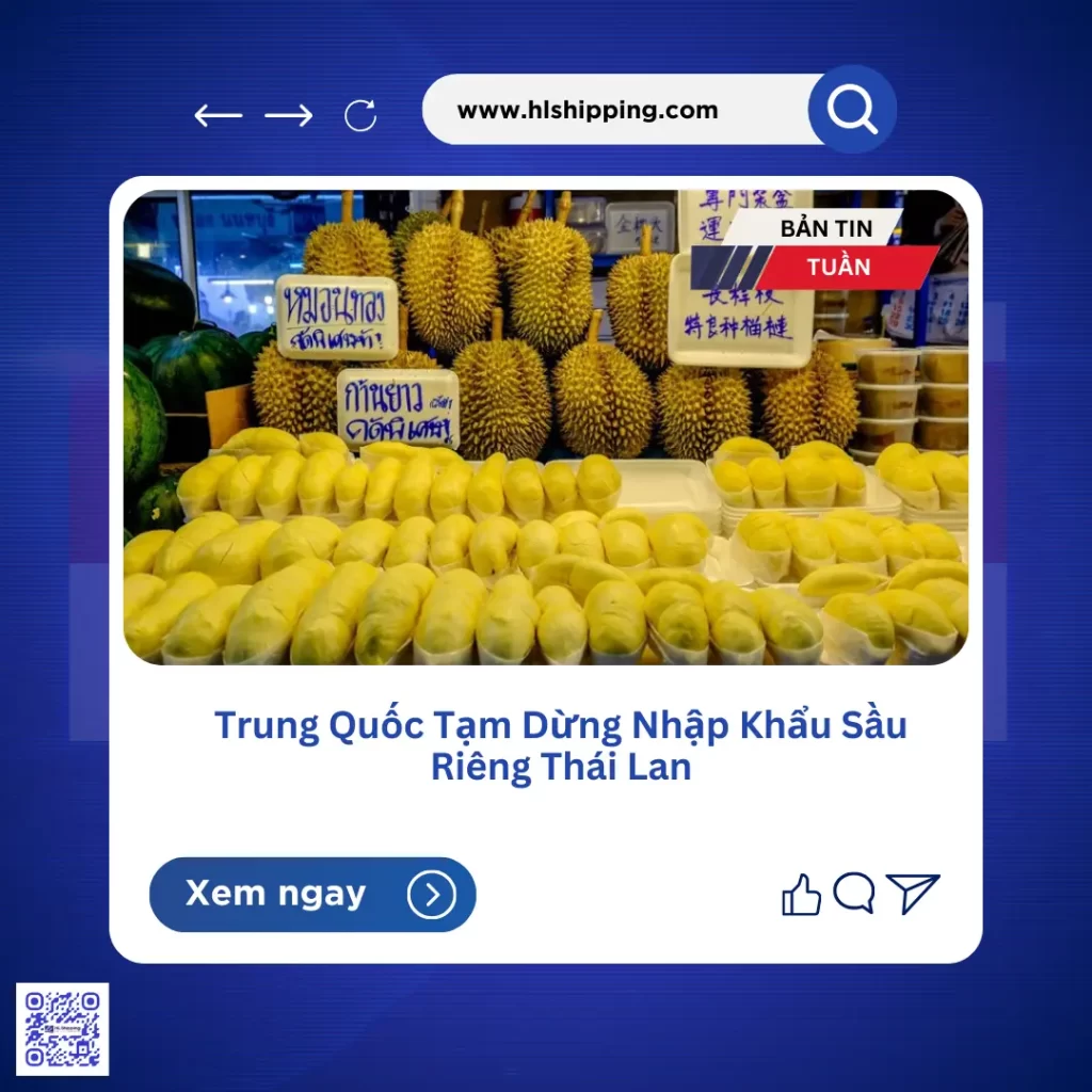 Trung Quốc Tạm Dừng Nhập Khẩu Sầu Riêng Thái Lan