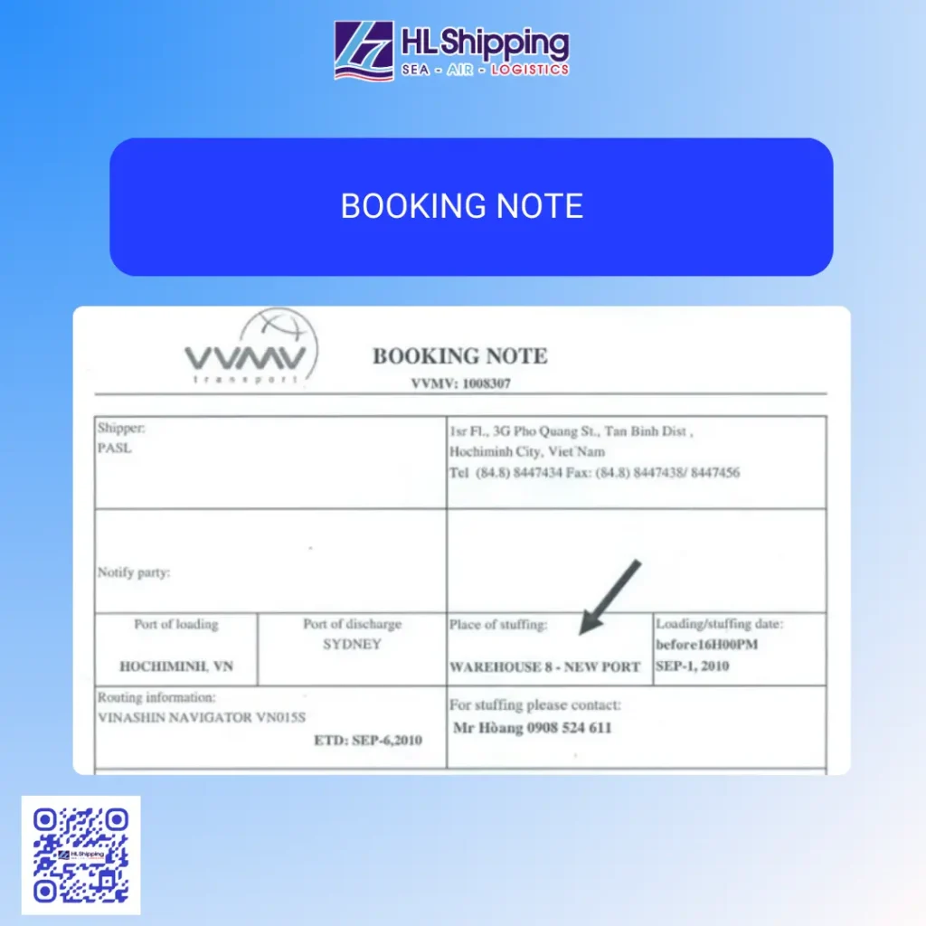 Booking Note