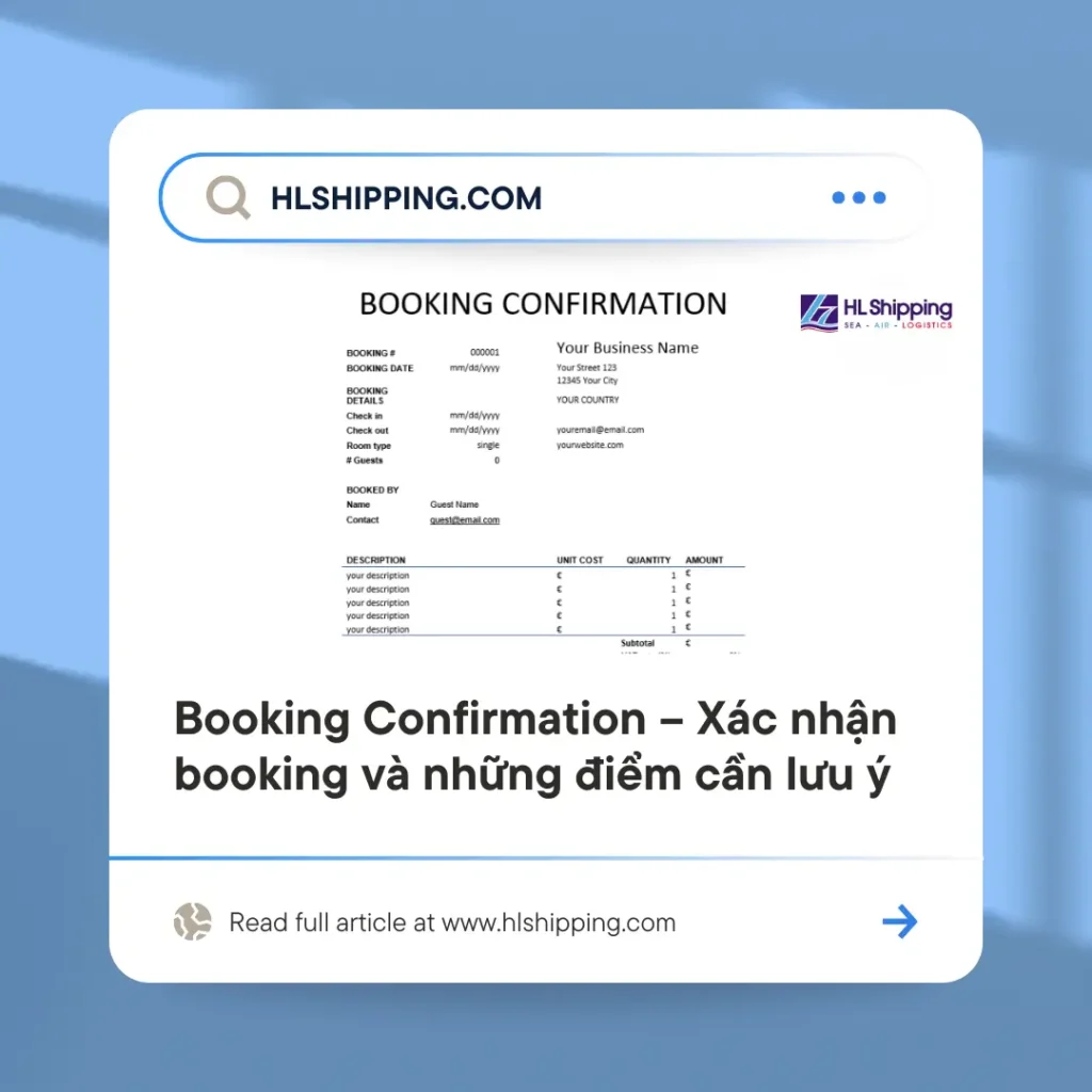 Booking Confirmation – Xác nhận booking và những điểm cần lưu ý