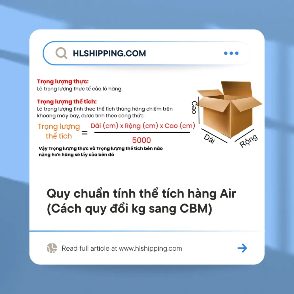Quy chuẩn tính thể tích hàng Air (Cách quy đổi kg sang CBM)