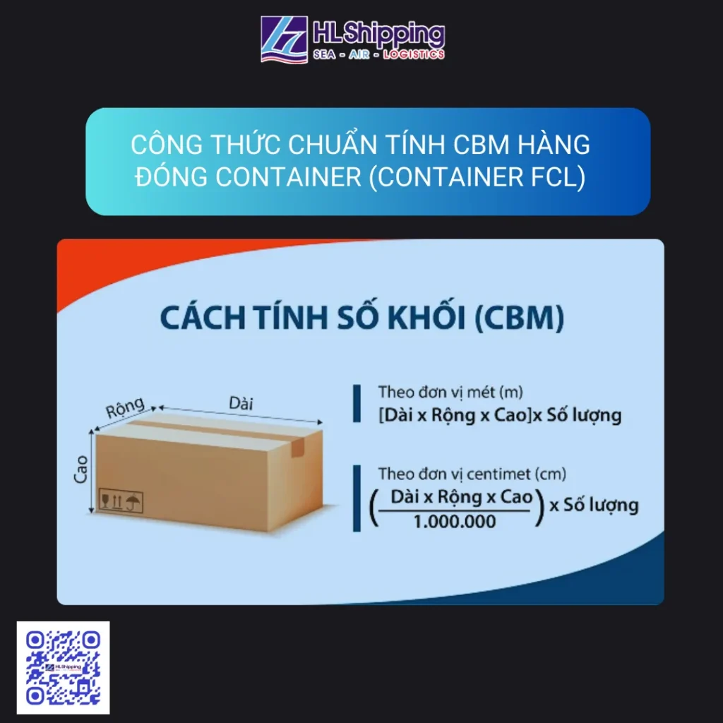 Công thức chuẩn tính CBM hàng đóng container (container FCL)