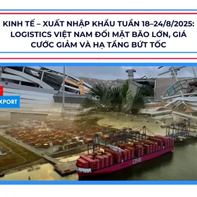 Kinh tế – Xuất nhập khẩu tuần 18–24/8/2025: Logistics Việt Nam đối mặt bão lớn, giá cước giảm và hạ tầng bứt tốc