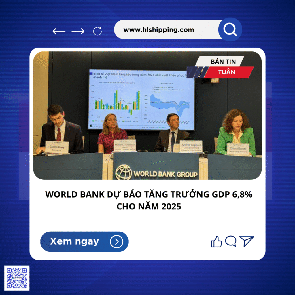 World Bank dự báo tăng trưởng GDP 6,8% cho năm 2025