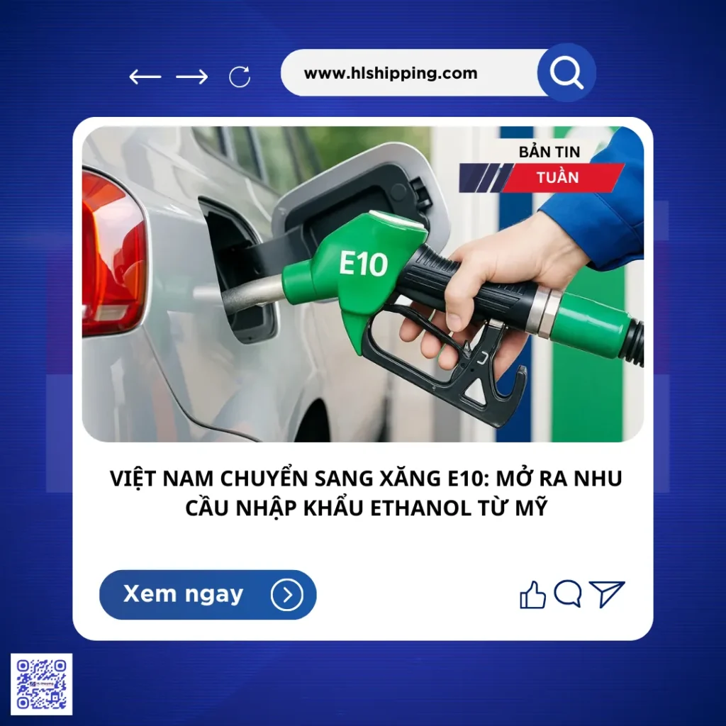 Việt Nam chuyển sang xăng E10: Mở ra nhu cầu nhập khẩu ethanol từ Mỹ