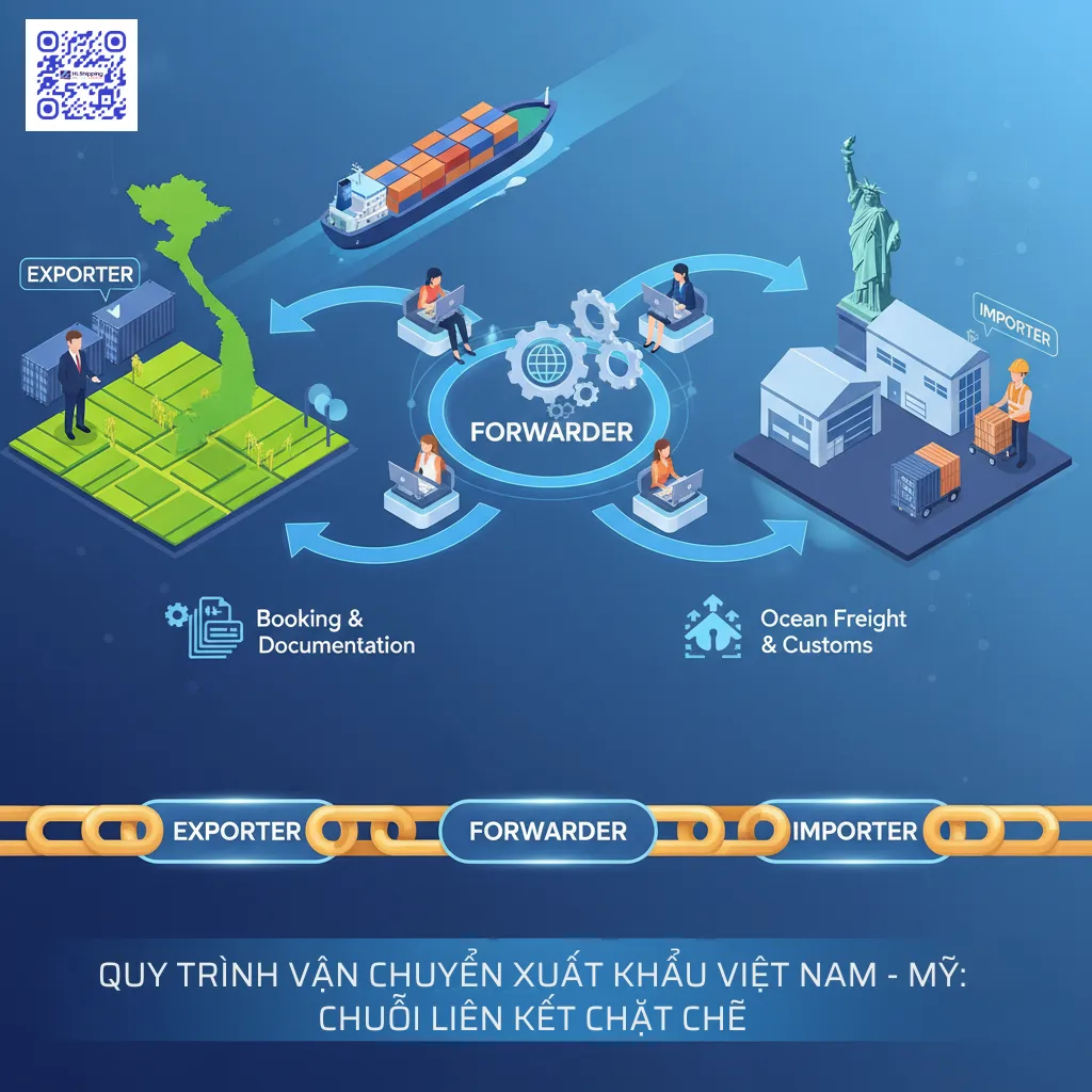 Quy trình vận chuyển một lô hàng xuất khẩu từ Việt Nam sang Mỹ 