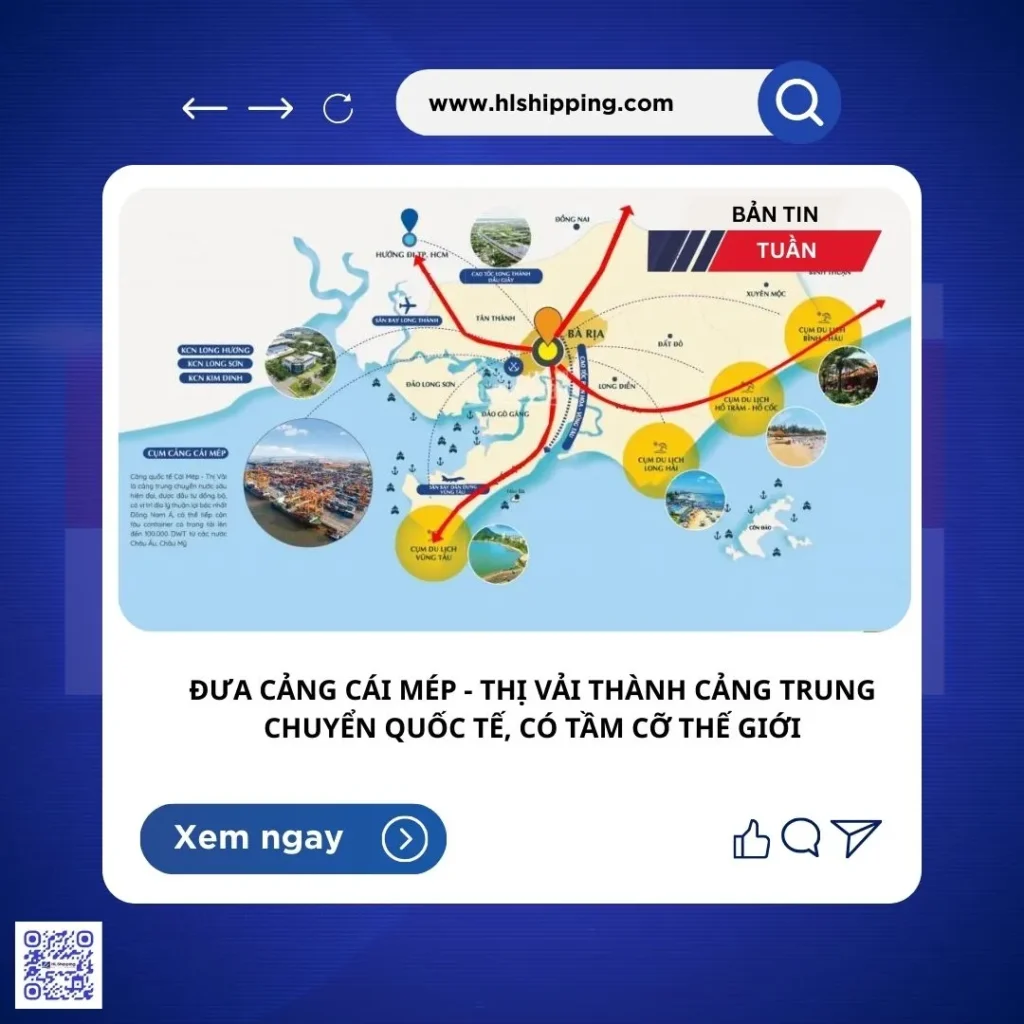 Đưa Cảng Cái Mép - Thị Vải thành cảng trung chuyển quốc tế, có tầm cỡ thế giới