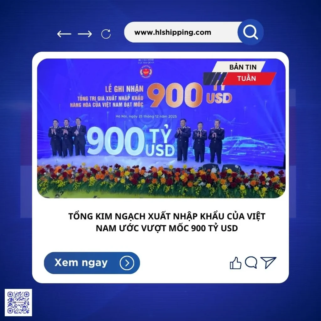 tổng kim ngạch xuất nhập khẩu của Việt Nam ước vượt mốc 900 tỷ USD