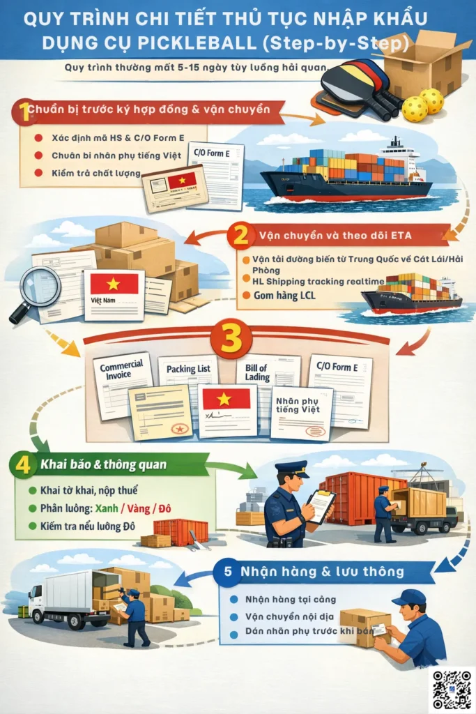 Quy Trình Chi Tiết Thủ Tục Nhập Khẩu Dụng Cụ Pickleball