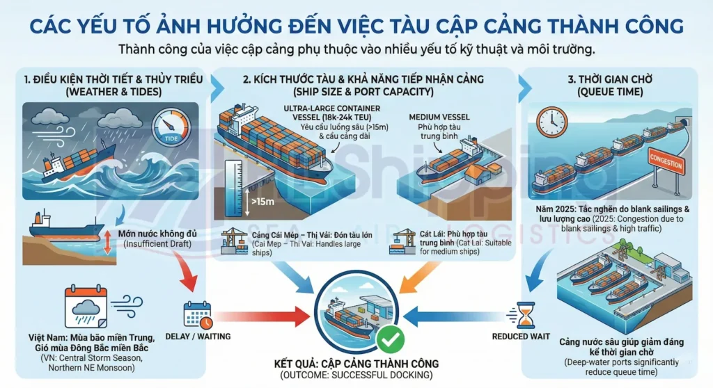 Yếu Tố Ảnh Hưởng Đến Việc Tàu Cập Cảng Thành Công