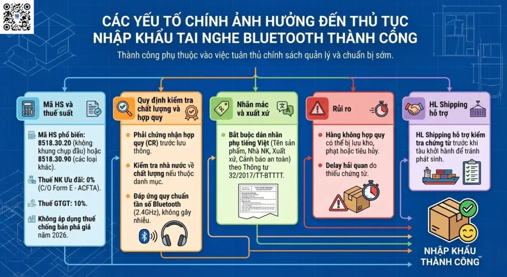 Yếu Tố Chính Ảnh Hưởng Đến Thủ Tục Nhập Khẩu Tai Nghe Bluetooth