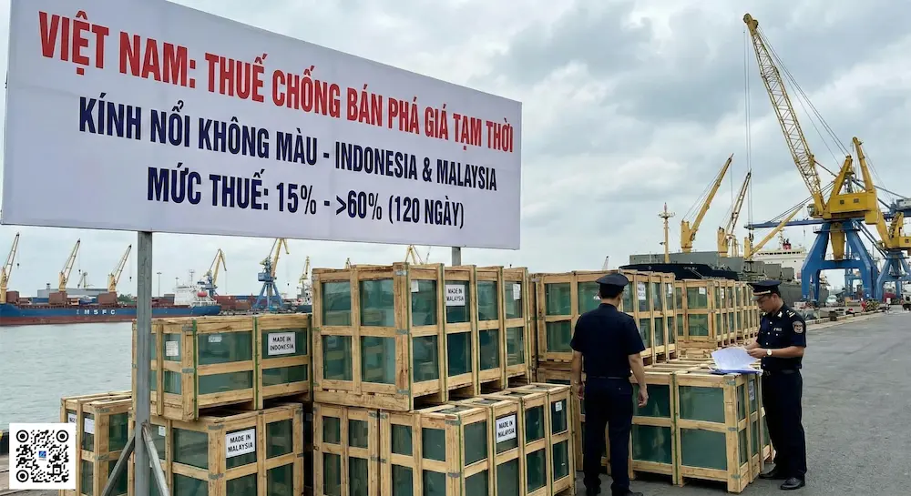  Việt Nam quyết định áp dụng thuế chống bán phá giá tạm thời đối với sản phẩm kính nổi không màu nhập khẩu từ Indonesia và Malaysia