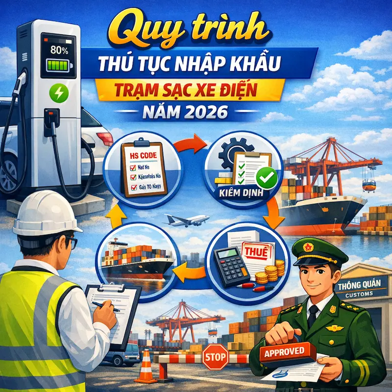Quy trình thủ tục nhập khẩu trạm sạc xe điện Năm 2026