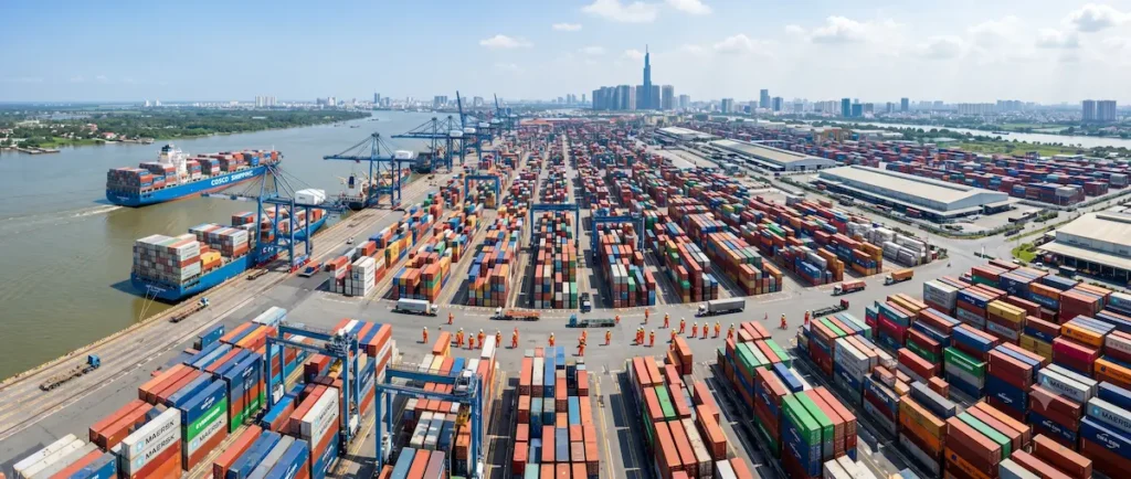 Cảng Cát Lái kín container, hàng đi Mỹ bị rớt tàu tháng 6/2026.