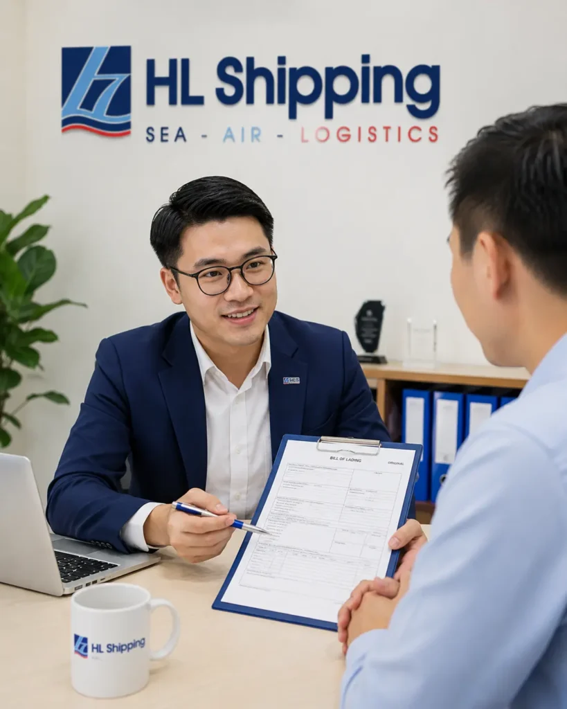 Chuyên gia logistics của HL Shipping tư vấn thủ tục hải quan trọn gói cho khách hàng.