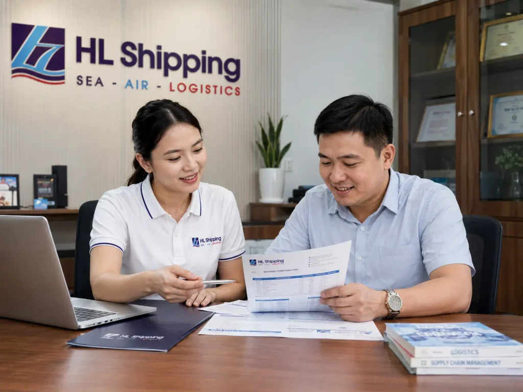 Chuyên viên HL Shipping tư vấn phương án đặt chỗ tàu.