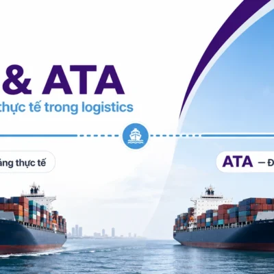 Minh họa ATD và ATA là các mốc khởi hành và đến nơi thực tế trong logistics.