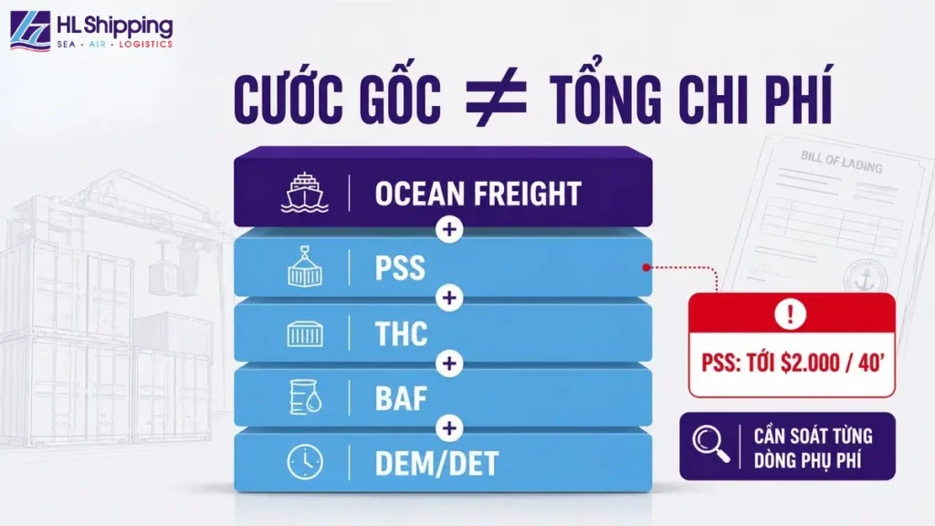 Bóc tách con số cước gốc giảm nhưng tổng phụ phí vẫn neo cao