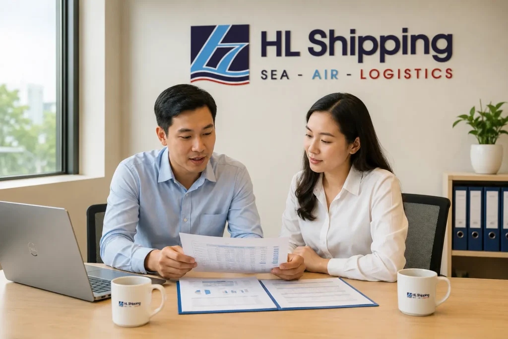 Chuyên gia tư vấn logistics HL Shipping hỗ trợ doanh nghiệp xuất khẩu lên kế hoạch gửi hàng trước 24/7