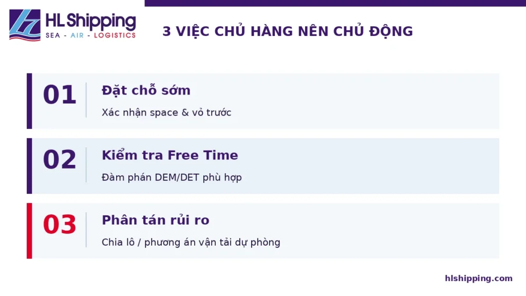 Ba giải pháp chủ động giúp chủ hàng giữ chỗ và bảo đảm tiến độ giao hàng