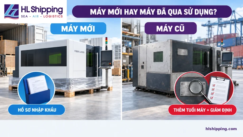 So sánh yêu cầu hồ sơ nhập khẩu máy laser fiber mới và máy đã qua sử dụng