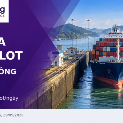 Tàu container qua âu tàu Panama minh họa tác động của việc tăng slot đến cước Bờ Đông Mỹ.
