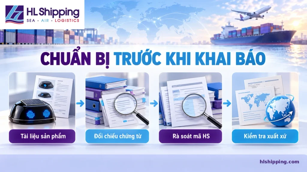 Bốn bước chuẩn bị thông tin và chứng từ trước khi khai báo nhập khẩu phụ kiện ô tô.